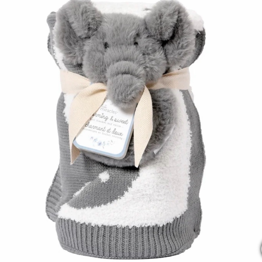 Little Miracles Knit Blanket and Rattle Set